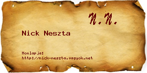 Nick Neszta névjegykártya